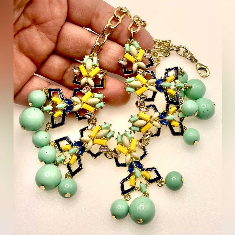 Unique Statement Necklace Signed Talbots Gold Ton… - image 4